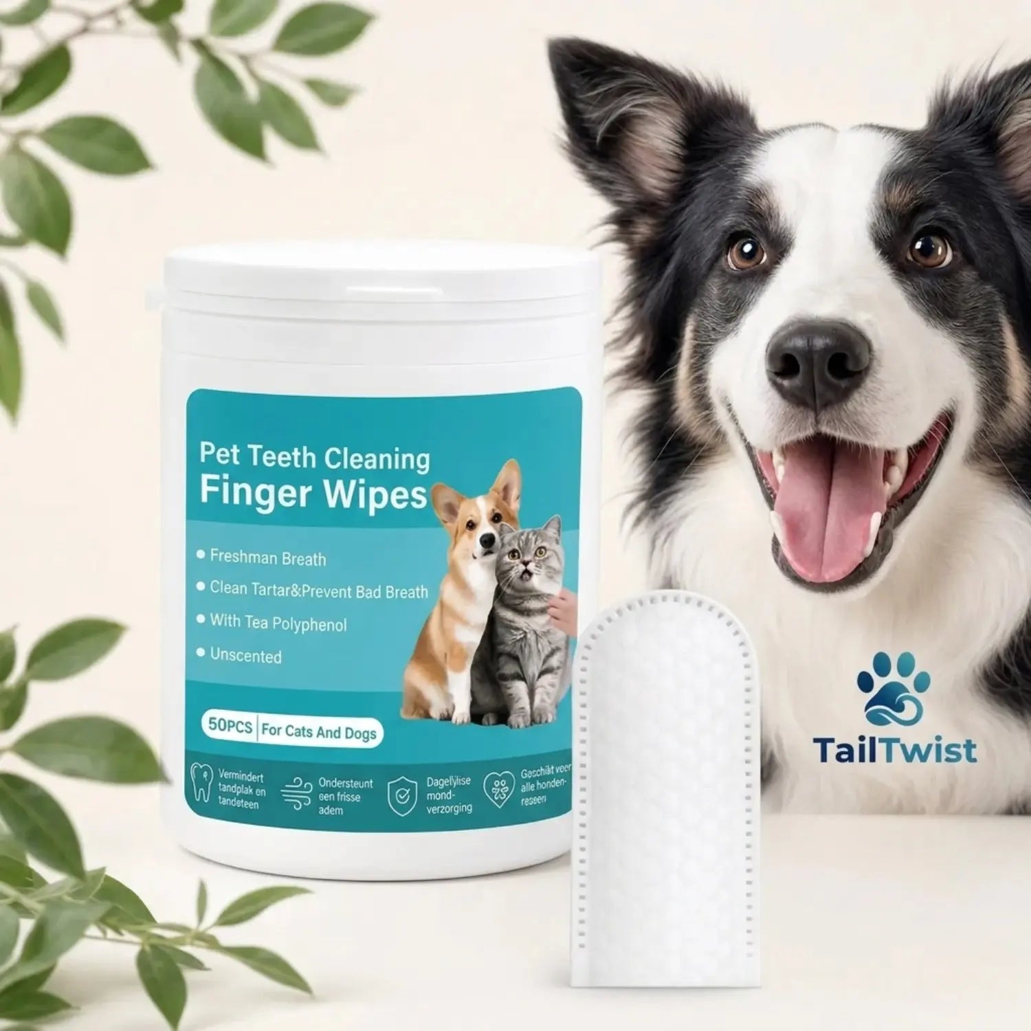 DentalWipes™ product met hond
